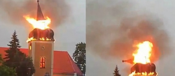 Diecezja elbląska. Spłonęła iglica wieży kościoła  